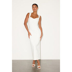 Lulus Samai White Cap Sleeve Bodycon Midi Dress - Size L